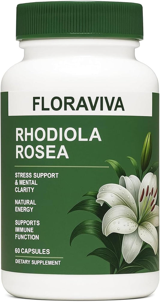 Cápsulas Floraviva Rhodiola Rosea 500 mg| Soporte Natural para Estrés, Fatiga y Saturación Mental