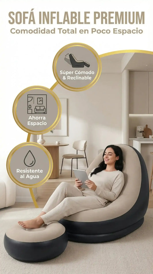SOFÁ INFLABLE CÓMODO Y RECLINABLE | PERFECTO PARA CUALQUIER LUGAR | RESISTENTE AL AGUA