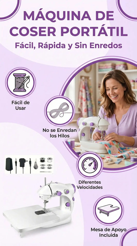 COSE COMO UNA PROFESIONAL | MÁQUINA DE COSER PORTÁTIL | NO SE ENREDA - FÁCIL DE USAR