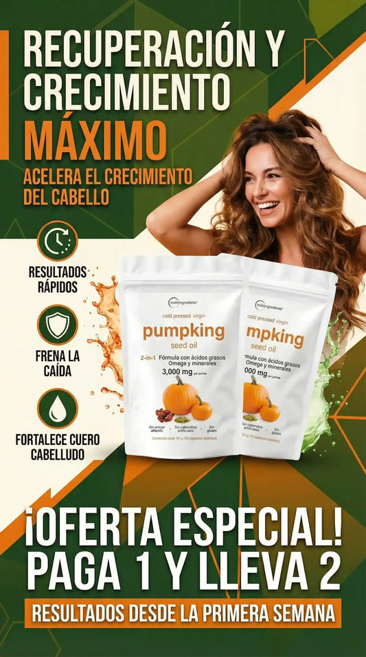 NO MÁS CAÍDA DE CABELLO | ACELERA EL CRECIMIENTO | RESULTADOS DESDE LA PRIMERA SEMANA| OFERTA PAGA 1 LLEVA 2| SEMILLAS DE CALABAZA