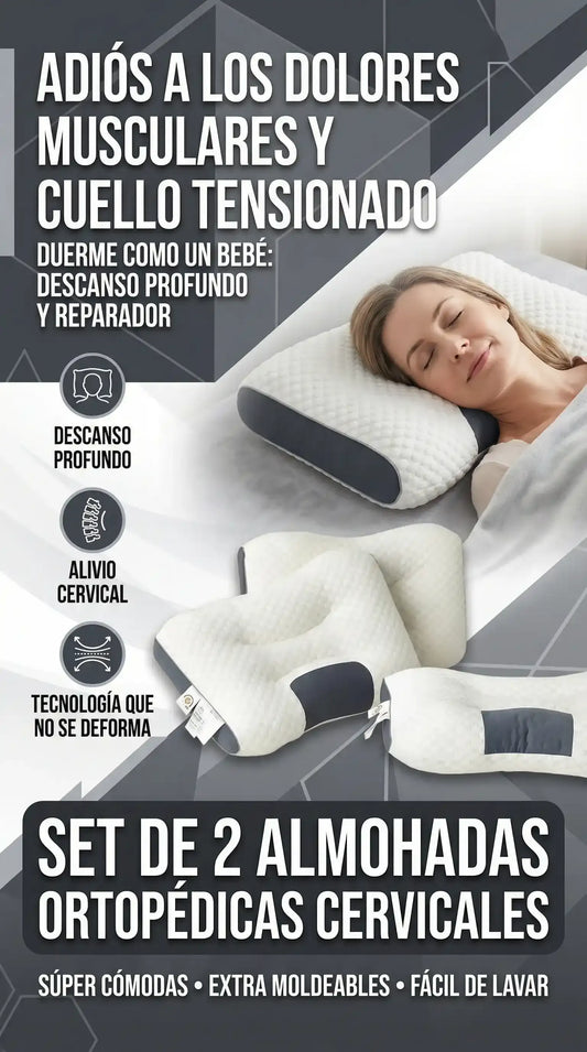 DUERME SIN MOLESTIAS | SET DE DOS ALMOHADAS ORTOPÉDICAS CERVICALES