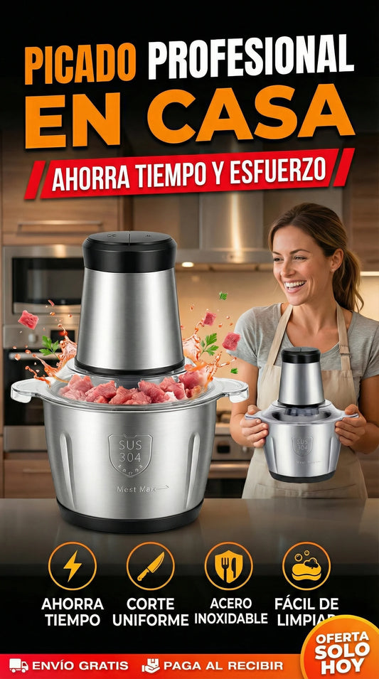 MOLINO PICADOR ELÉCTRICO ACERO INOXIDABLE 🔥2 LITROS🔥 (TAMAÑO GRANDE)